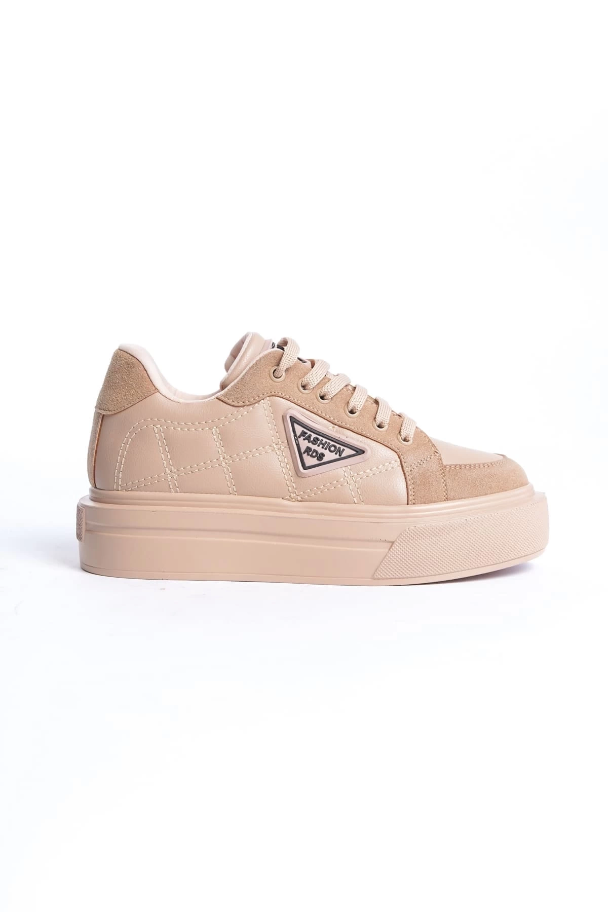 PRAG Bağcıklı Ortopedik Taban Desenli Kadın Sneaker Spor Ayakkabı TT - Ten