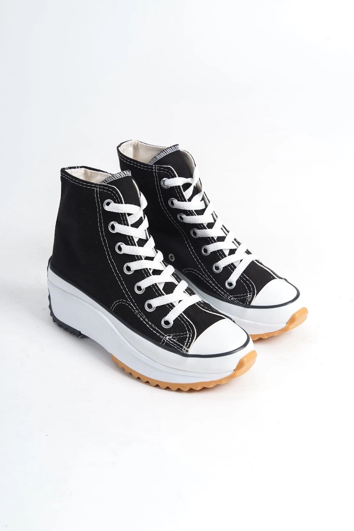 ROMA Bağcıklı Ortopedik Taban Kadın Sneaker Spor Ayakkabı  BT - Siyah