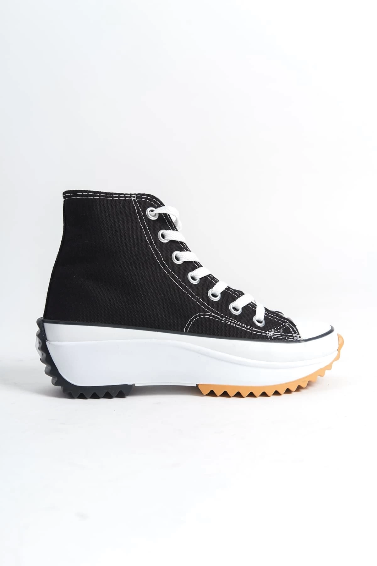 ROMA Bağcıklı Ortopedik Taban Kadın Sneaker Spor Ayakkabı  BT - Siyah
