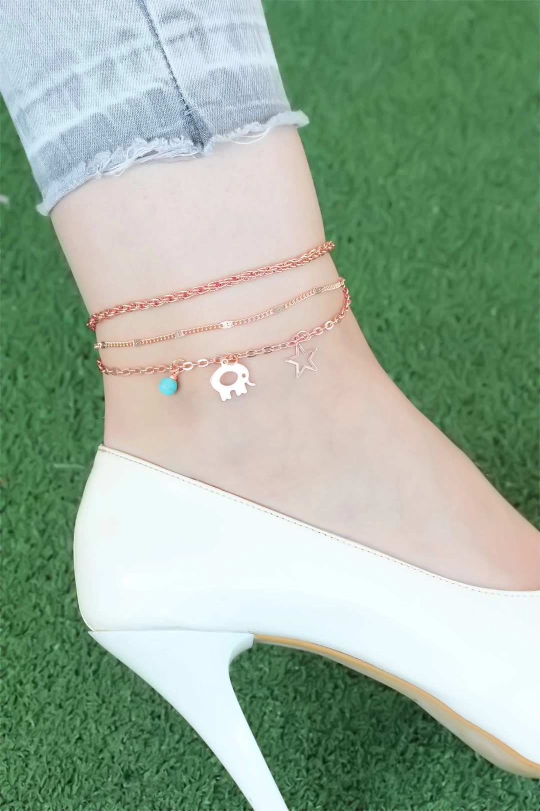 Rose Renk Zincirli Fil Figürlü Hal Hal