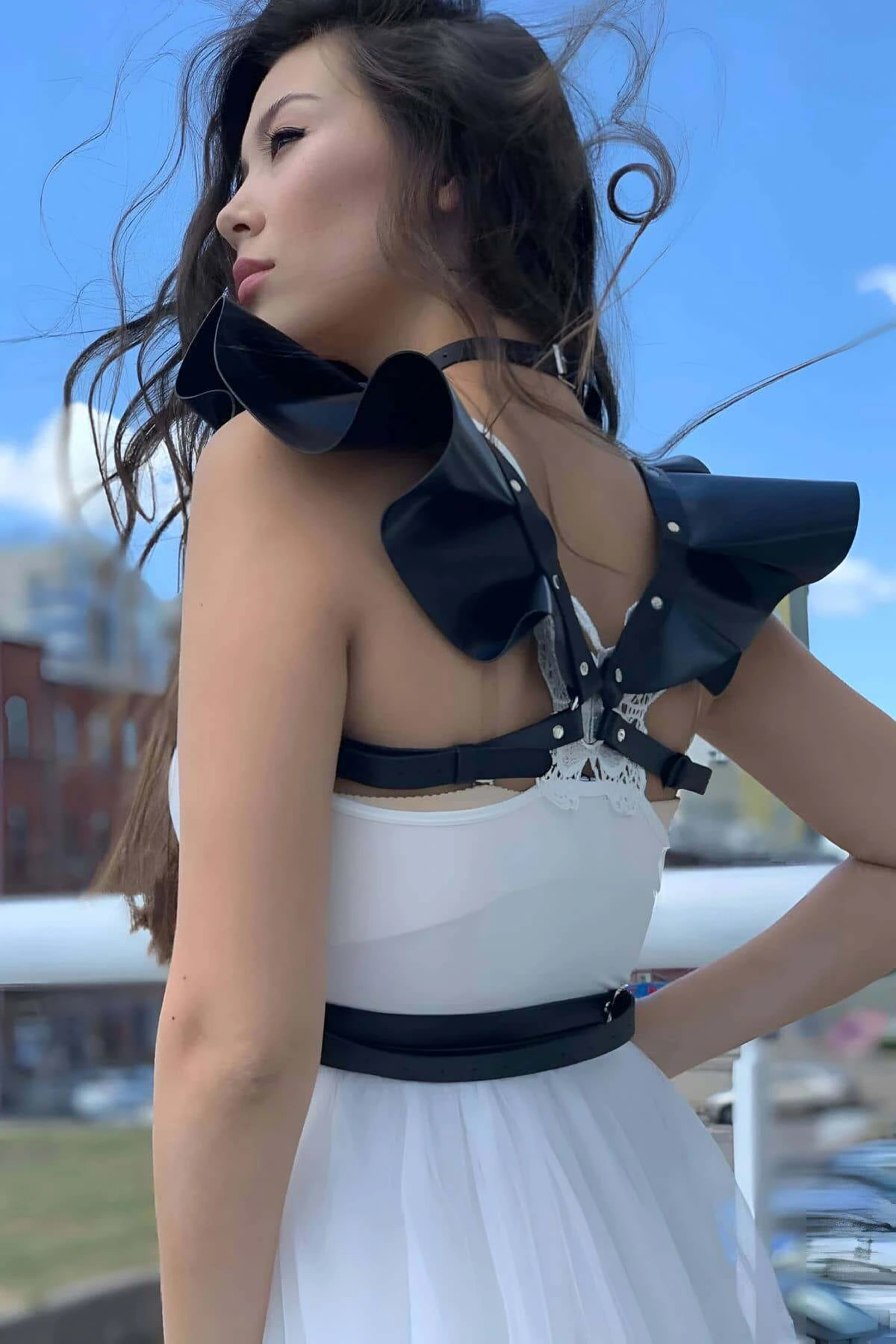 Şık Deri Seksi Göğüs Deri Harness - Brf996