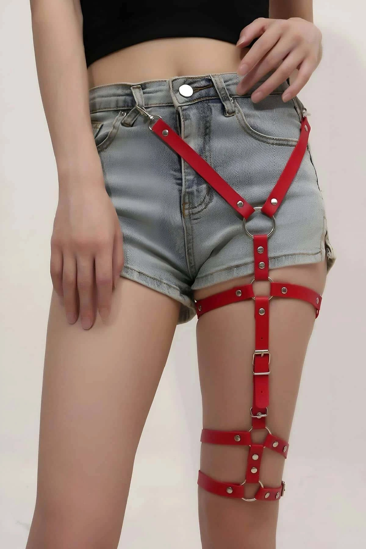 Şık Deri Tek Bacaklı Jartiyer Harness - Brf942