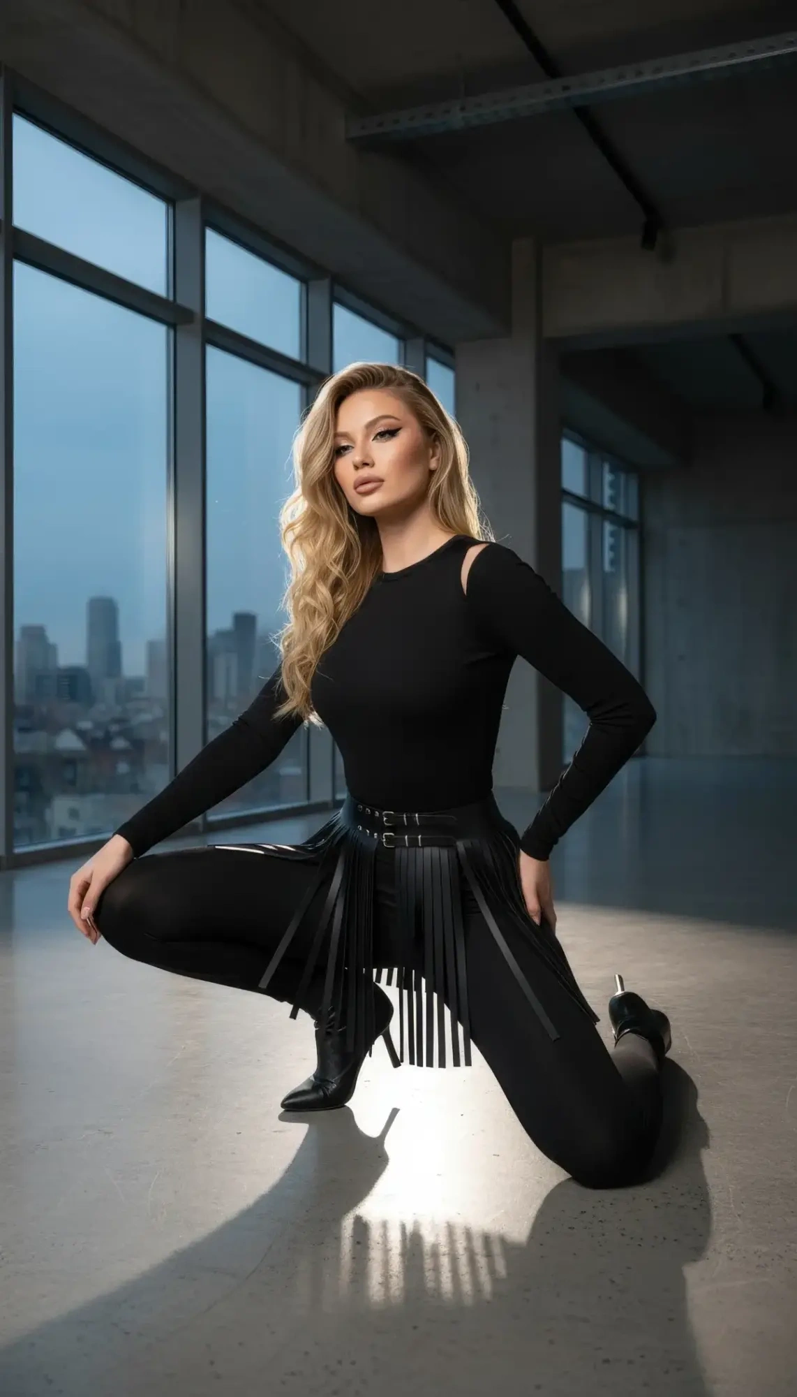 Siyah Etek Suni Deri Etek Püsküllü Mini Etek Boy - Brf1400