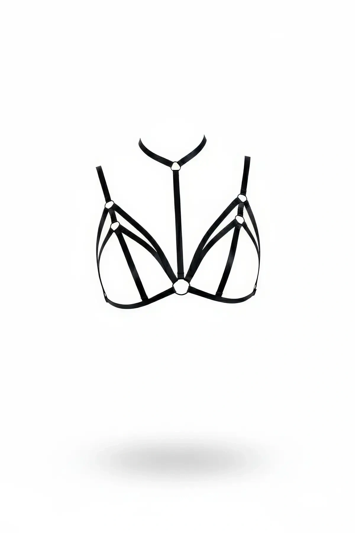 Siyah Göğüs Harness Boyunluklu Halkalı Çapraz Bant Detayı - Brf103