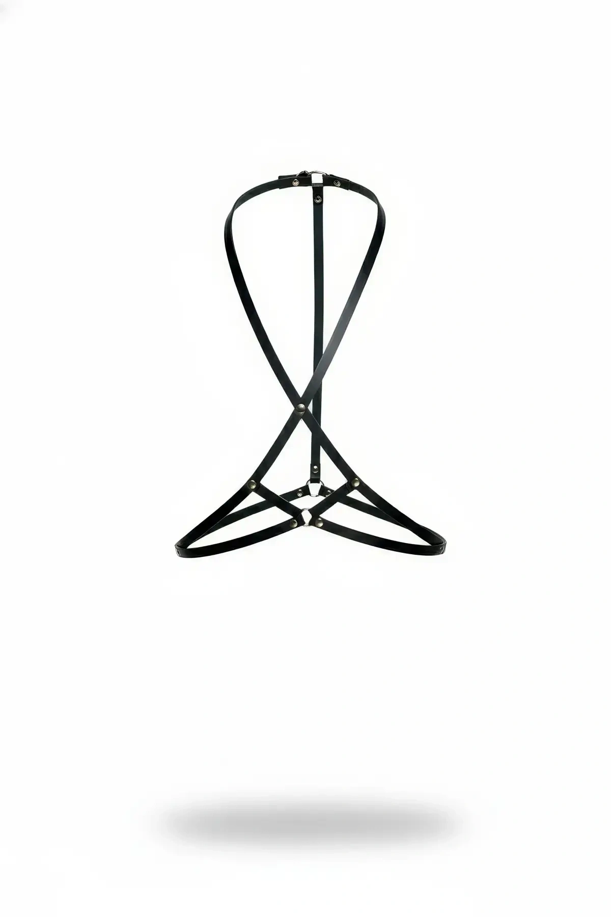 Siyah Göğüs Harness Deri Ayarlanabilir Metal Detaylı Vücut Aksesuarı - Brf183