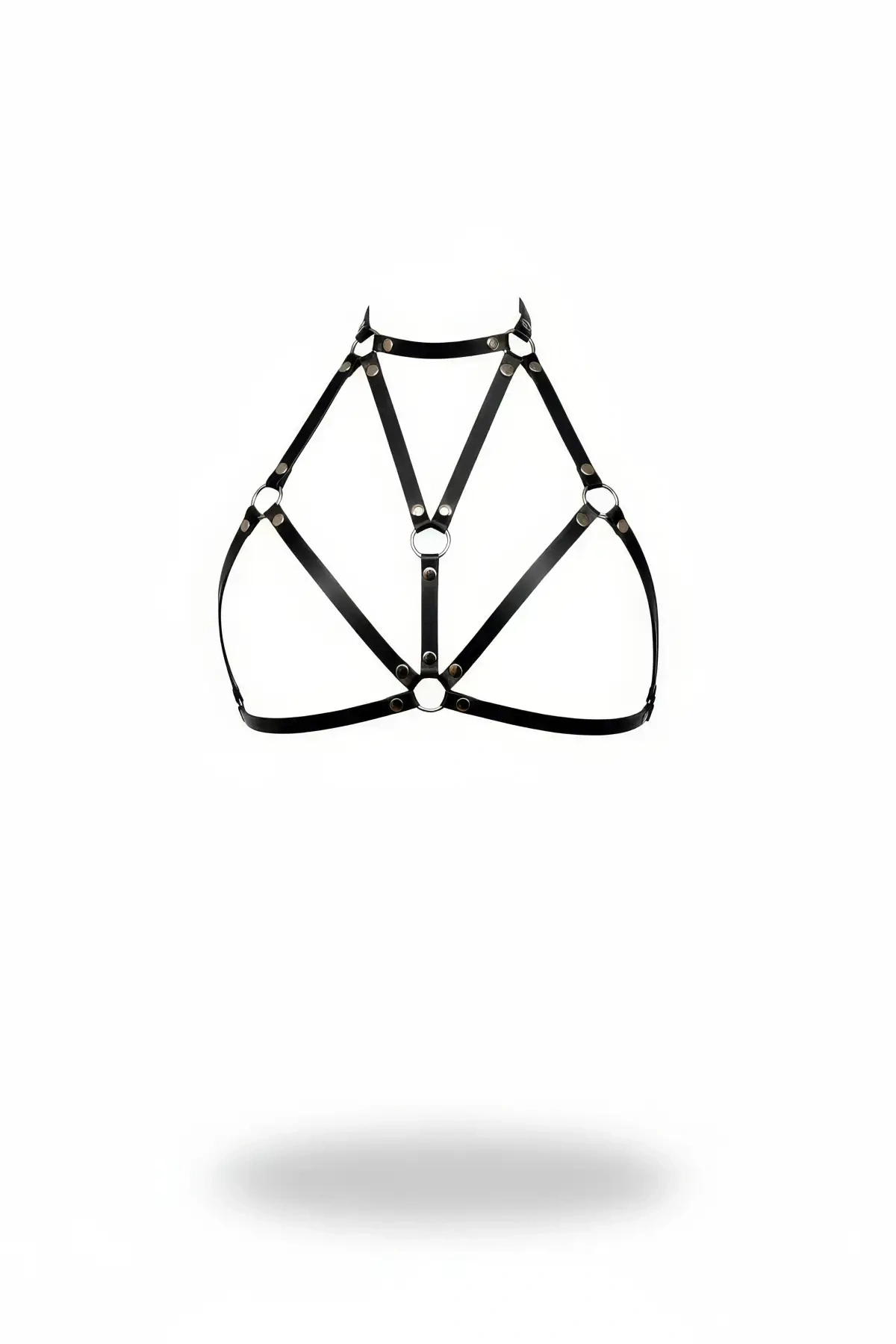 Siyah Göğüs Harness Suni Deri Halka Detaylı Boyunlu - Brf244