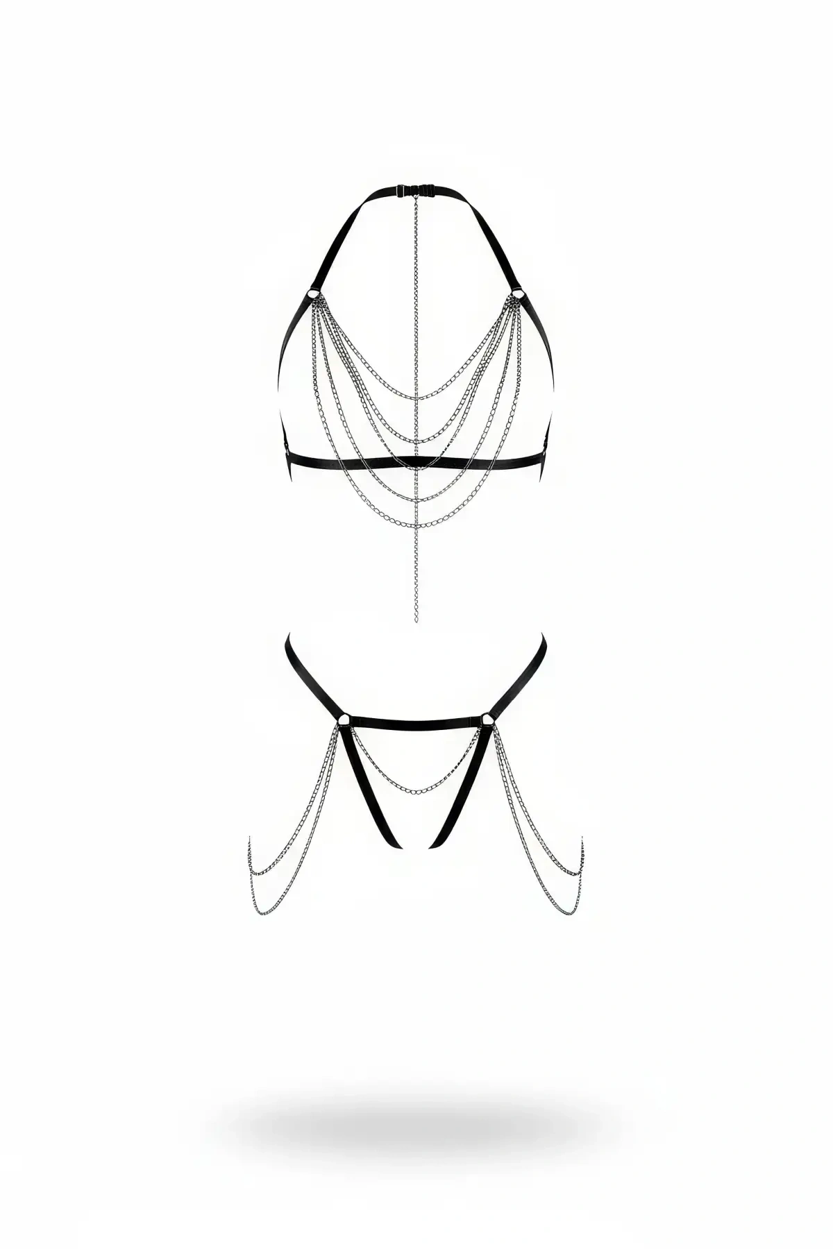 Siyah Harness Takım Çok Katmanlı Zincir Detaylı - Brf1065