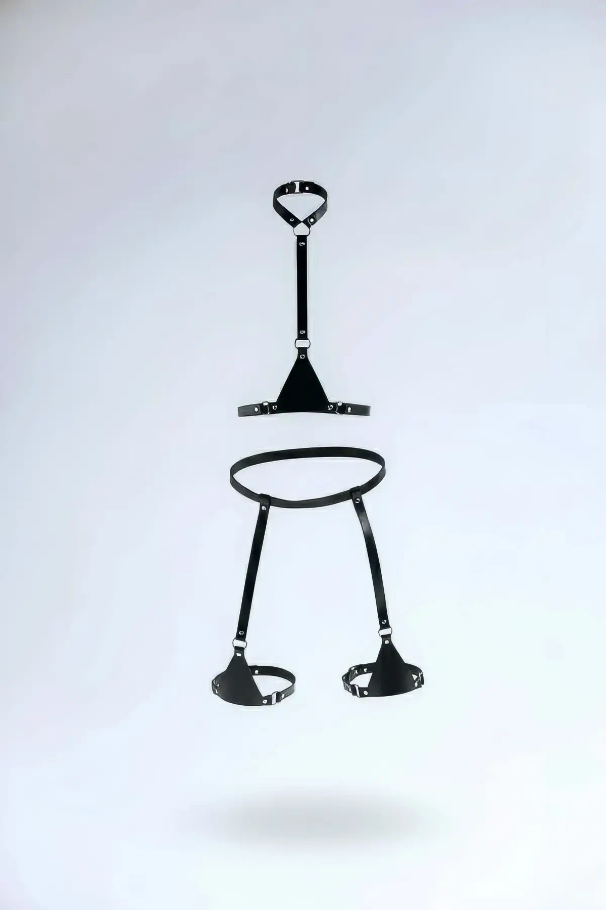 Siyah Harness Takım Deri Vücut Jartiyer Seti - Brf1229