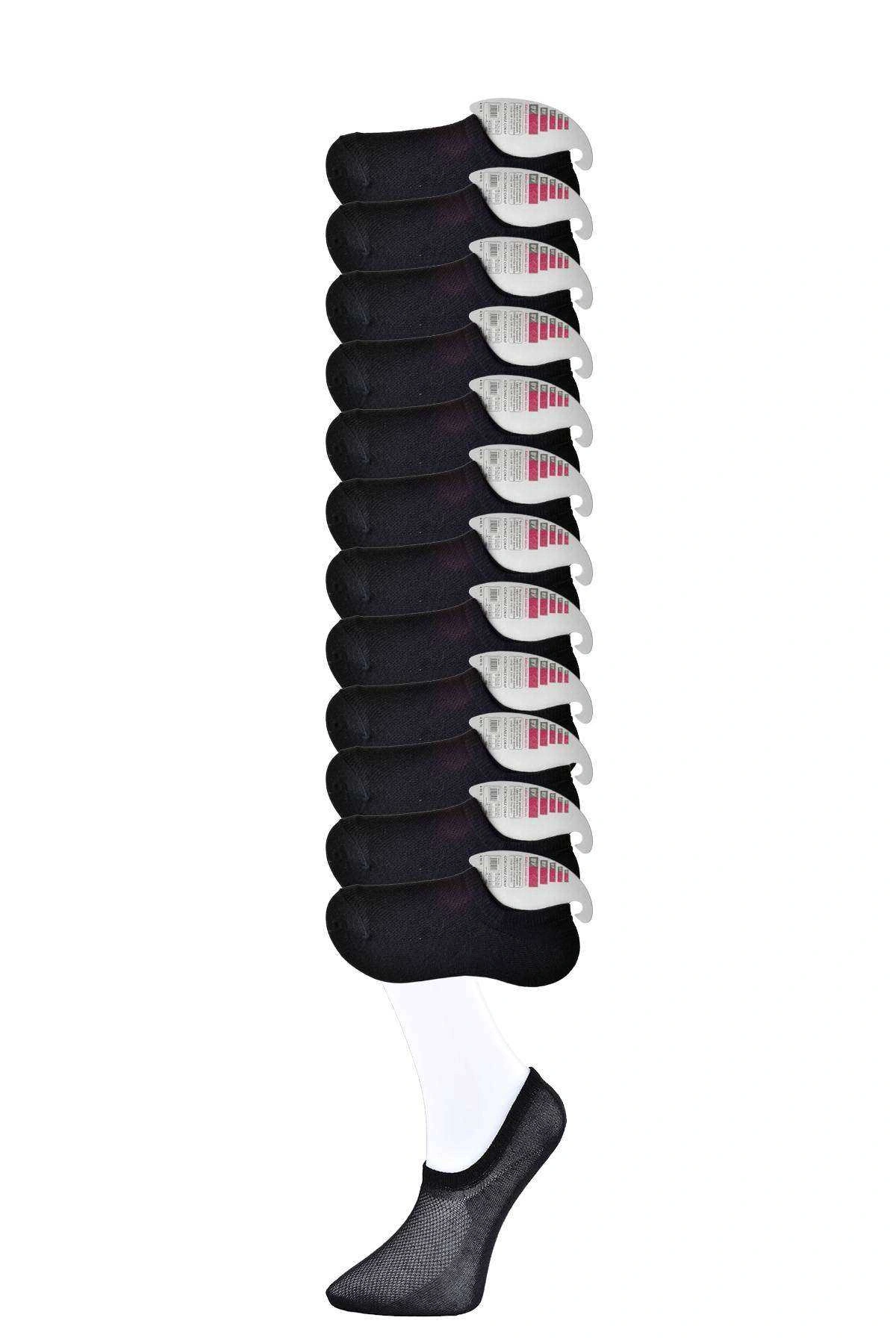 Siyah Kadın Görünmez Çorap 12 Çift