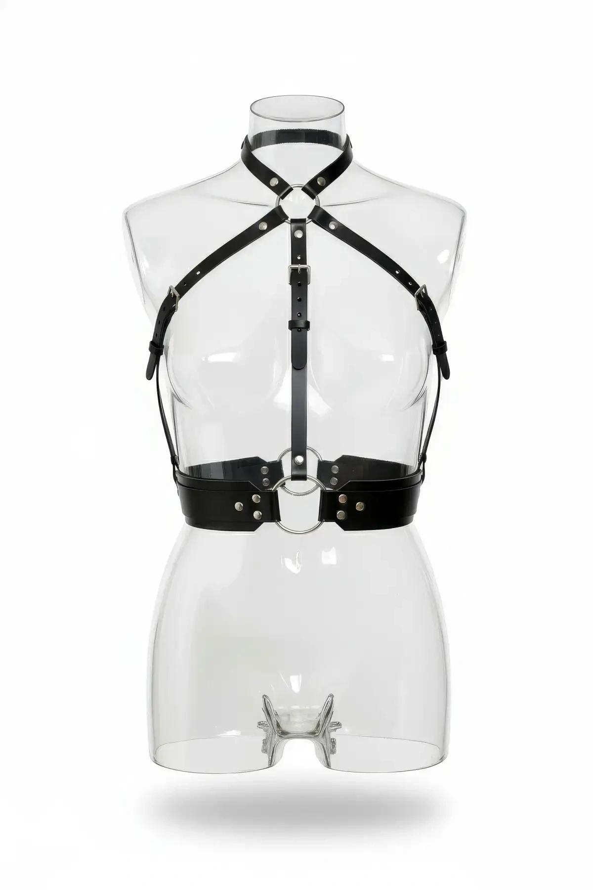 Siyah Kadın Kemer Deri Vücut Halka Detaylı Aksesuar - Brf1334