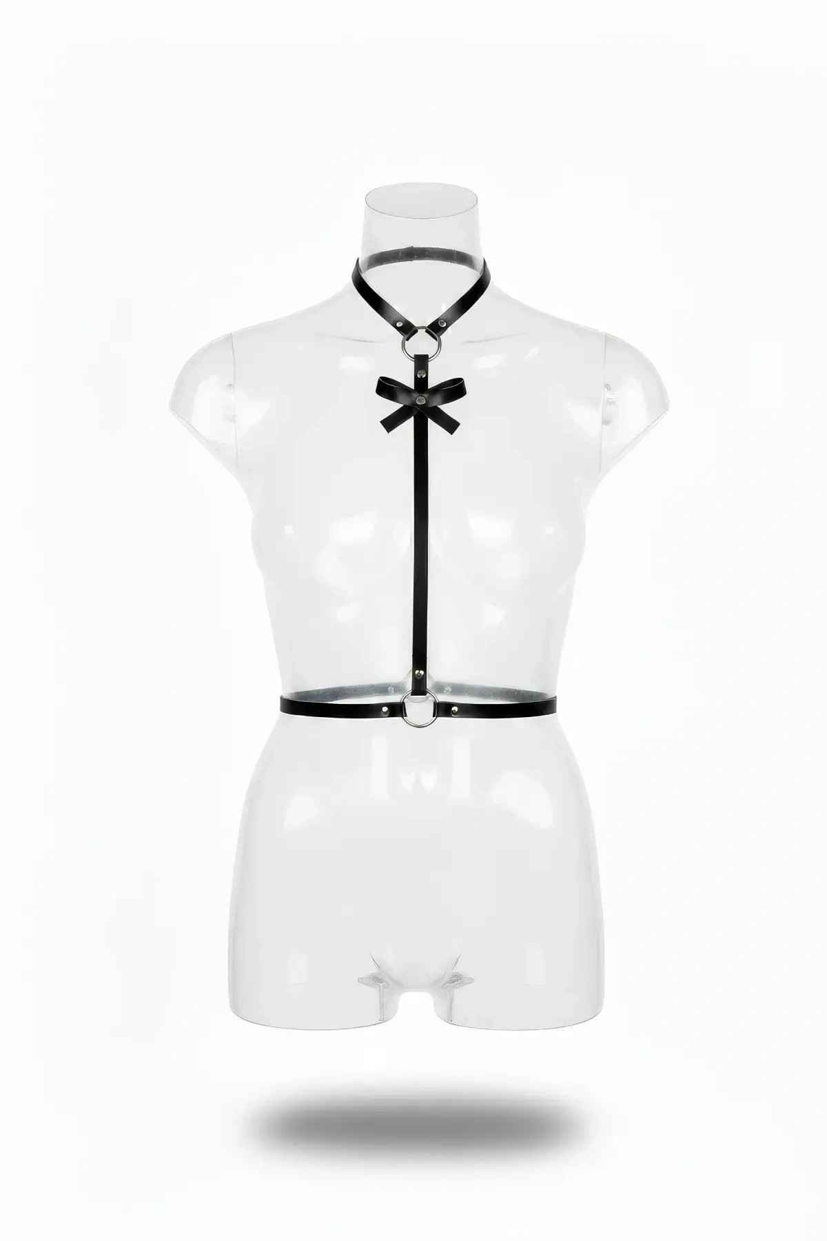 Siyah Kadın Kemer Fiyonk Detaylı Harness Boyunluk - Brf127