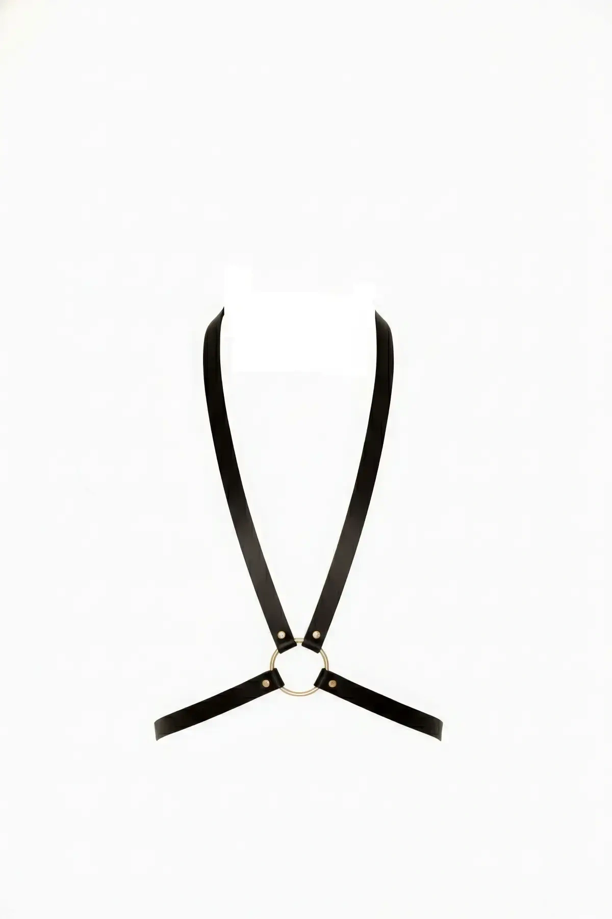 Siyah Kadın Kemer Metal Halka Detaylı Deri Vücut Aksesuarı - Brf131