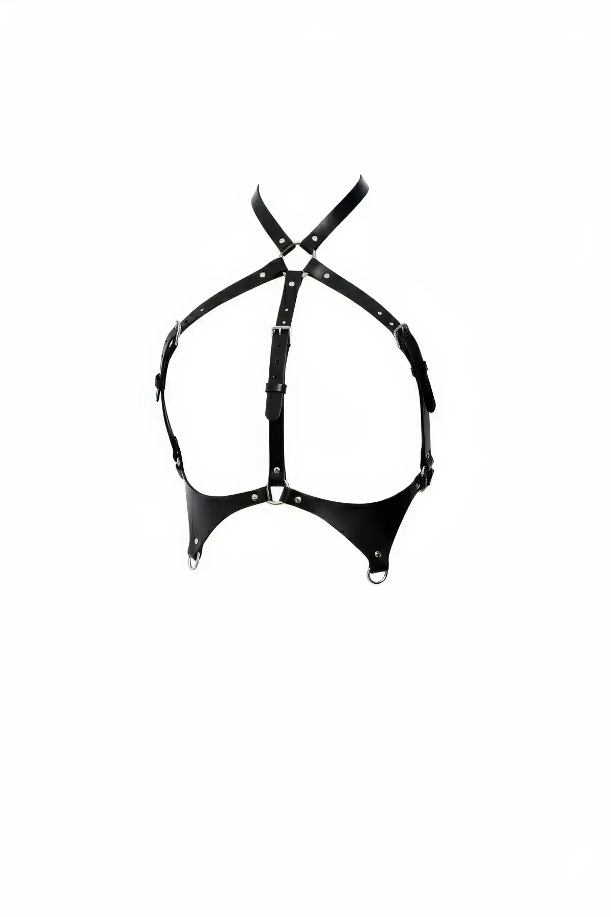 Siyah Kadın Kemer Suni Deri Çapraz Detaylı Göğüs Aksesuarı - Brf1110