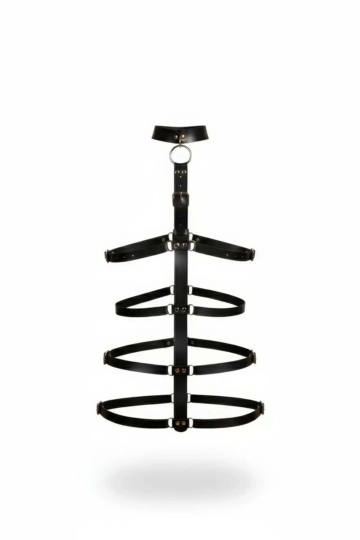 Siyah Kırbaç - Kelepçe Deri Vücut Kafesi Bağlama - Brf1061