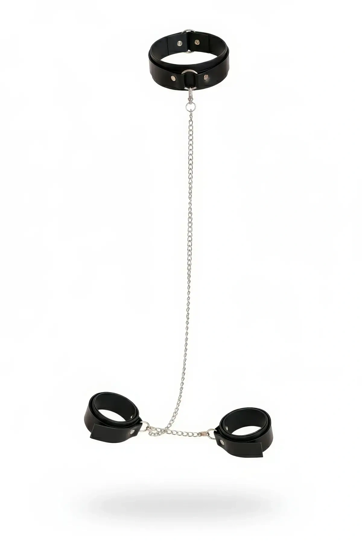 Siyah Seksi Aksesuar Deri Boyunluklu Zincirli Kelepçe Seti - Brf1247