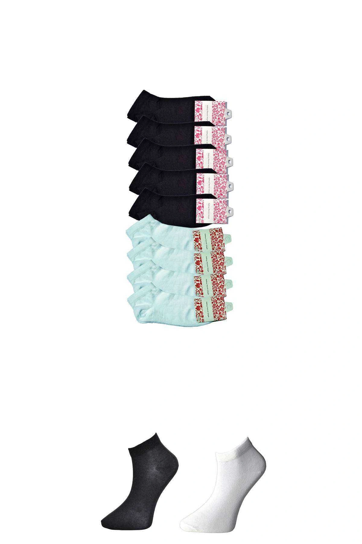 Siyah Ve Beyaz Kadın Bilek Çorap 9 Çift