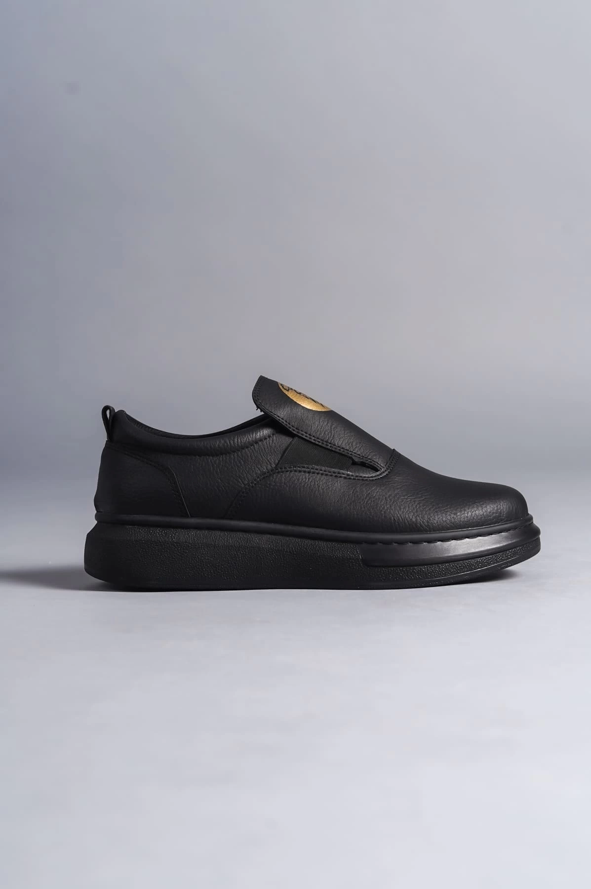 SLW161 Hippo Bağcıksız Cilt Erkek Günlük Sneaker Ayakkabı CST - Siyah