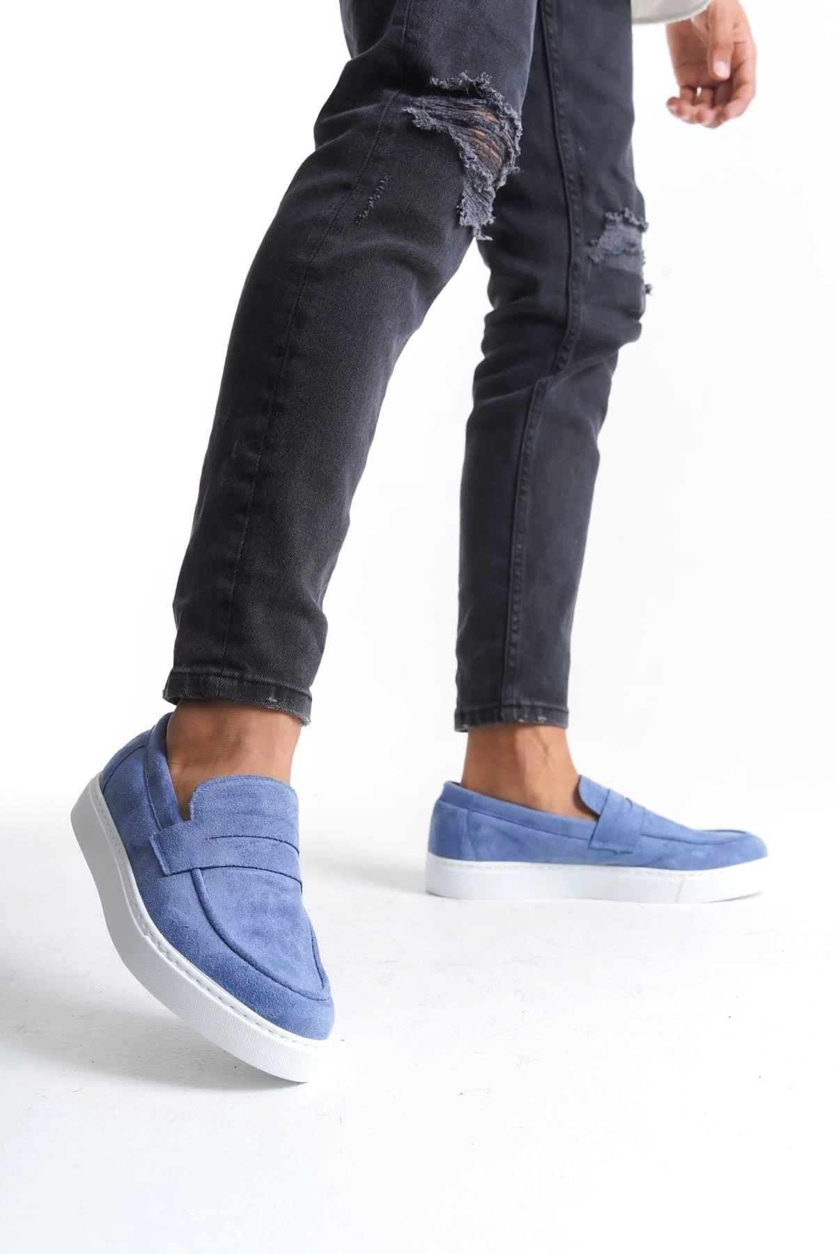SLW180 Estilo X Bağcıksız Süet Erkek Günlük Spor Klasik Ayakkabı SBT - Mavi