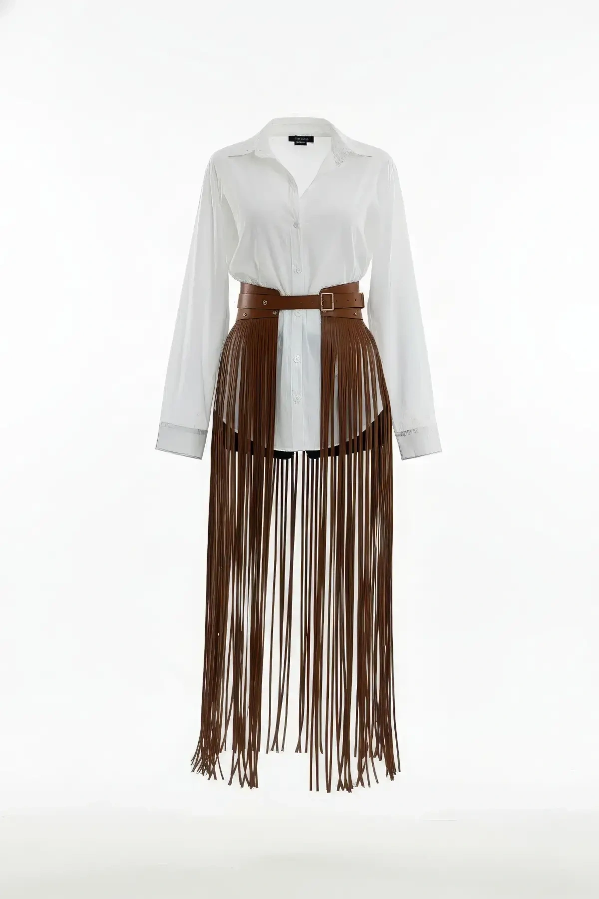 Taba Etek Uzun Püsküllü Suni Deri Etek - Brf1003