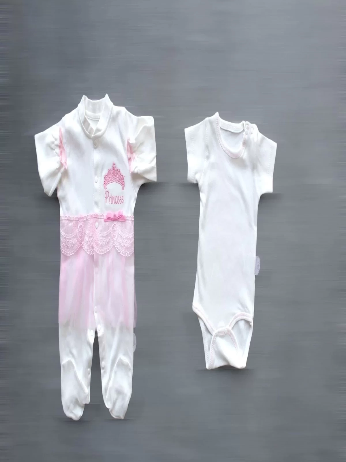 Taçlı Prensesim Nakışlı %100 Cotton Antibakteriyel 10lu Zıbın Takımı Hastane Çıkışı