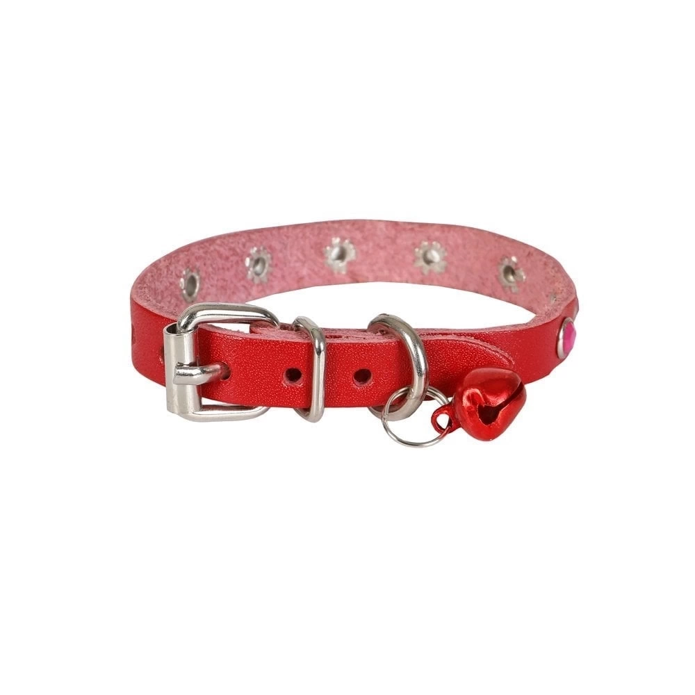 Taşlı Kedi ve Yavru Köpek Tasması 1,0x19 cm Kırmızı Small