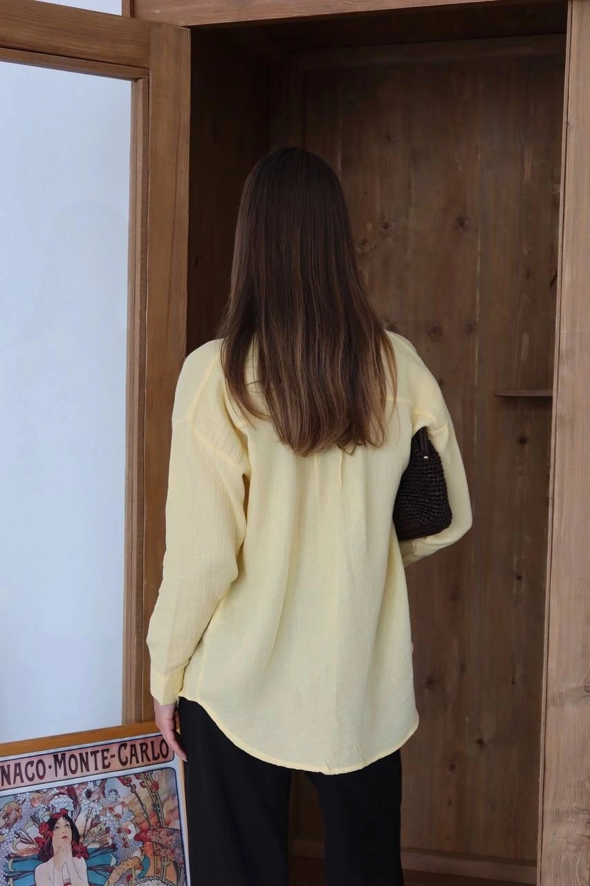 Tek cepli müslin gömlek sarı