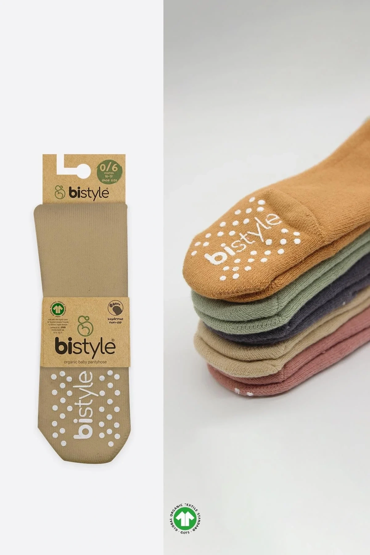 Tekli Kaymaz Mix Havlu Külotlu Çorap 50501 Bej