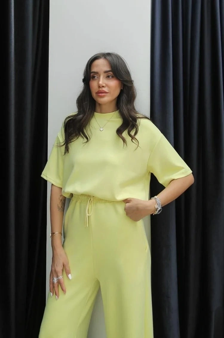 Tshirt alt üst modal takım sarı