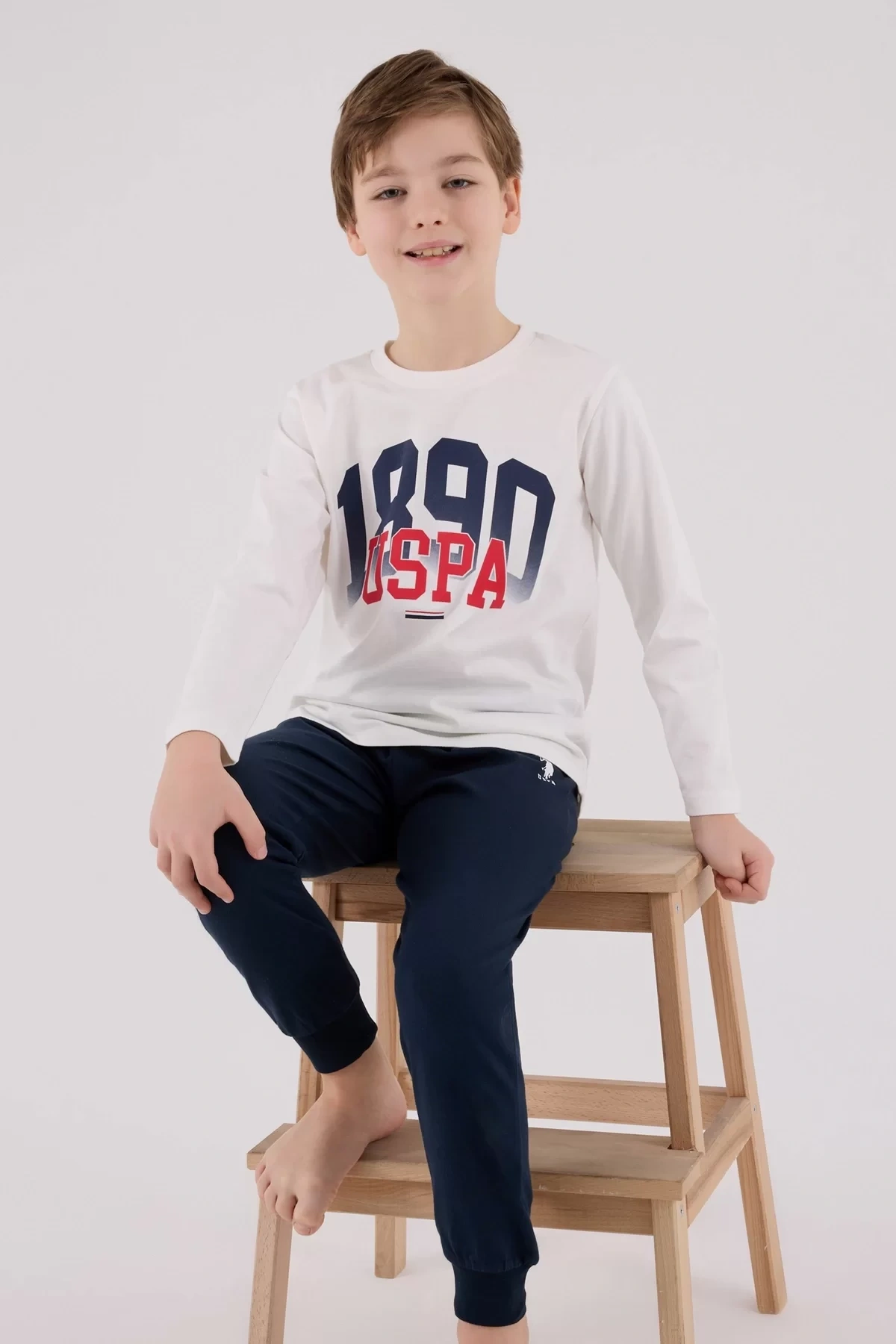 U.s. Polo Assn Uzun Kol Pijama Takım Us2203-4 Beyaz