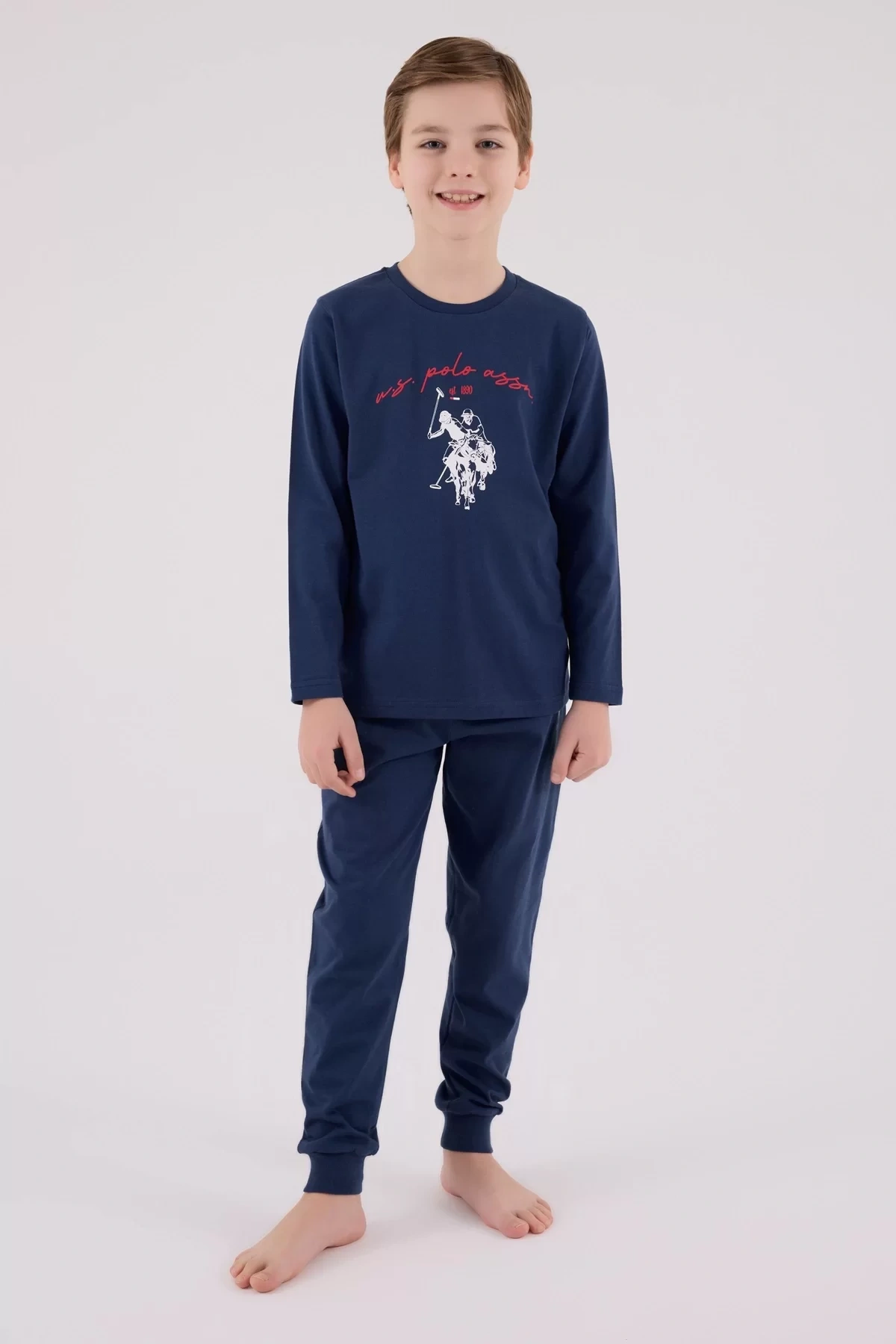 U.s. Polo Assn Uzun Kol Pijama Takım Us2233-4 Koyu İndigo
