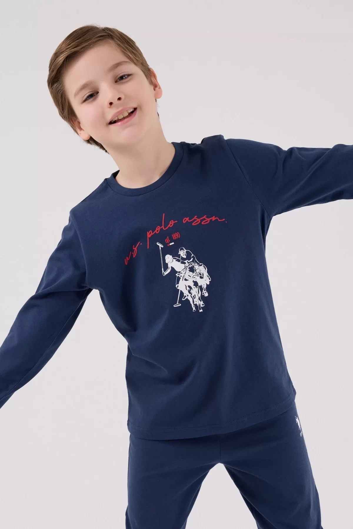 U.s. Polo Assn Uzun Kol Pijama Takım Us2233-4 Koyu İndigo