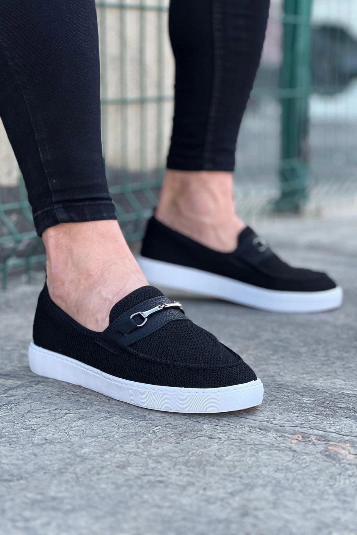 WG060 Siyah Triko Babet Erkek Casual Ayakkabı