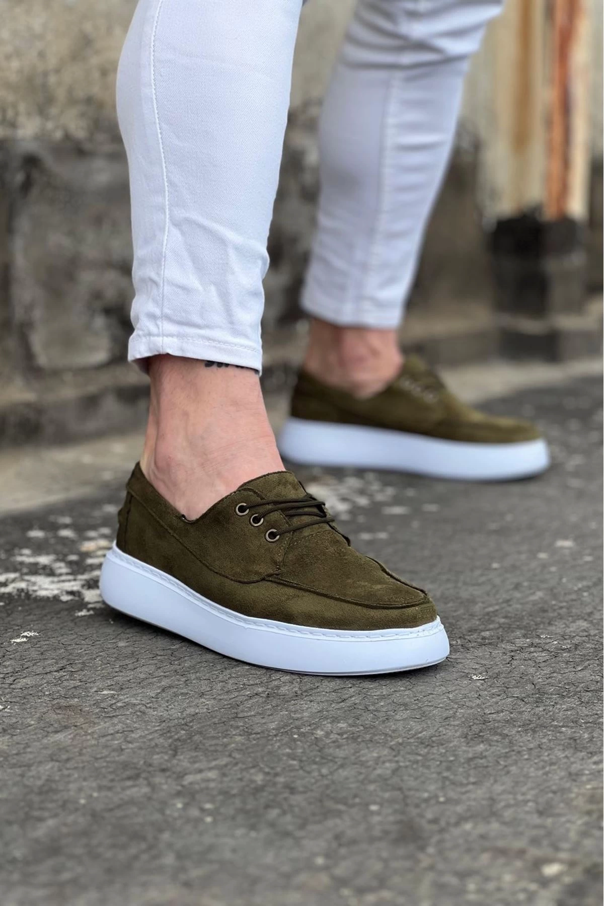 WG508 Haki Süet Ortopedik Taban Erkek Casual Ayakkabı