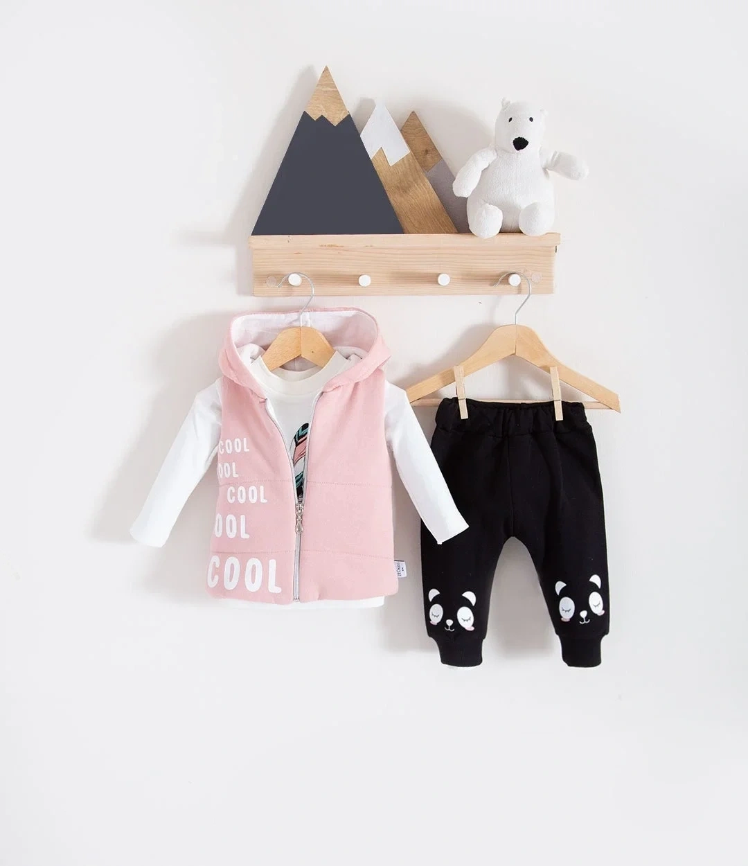 Yelekli 3 Lü Kız Bebek Takım