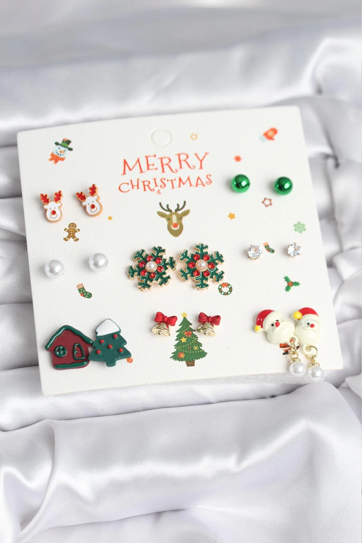 Yılbaşı Temalı 8 Çift Küpe Seti