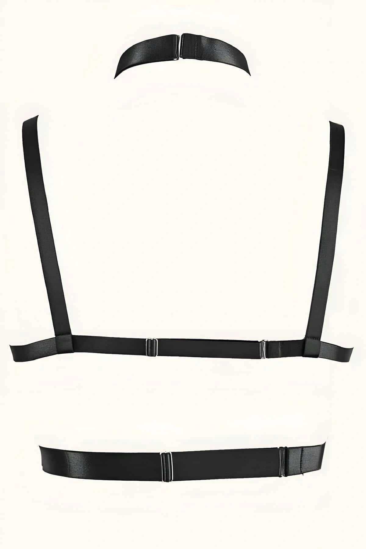 Zincirli Seksi Lastik Göğüs Harness - Brf926