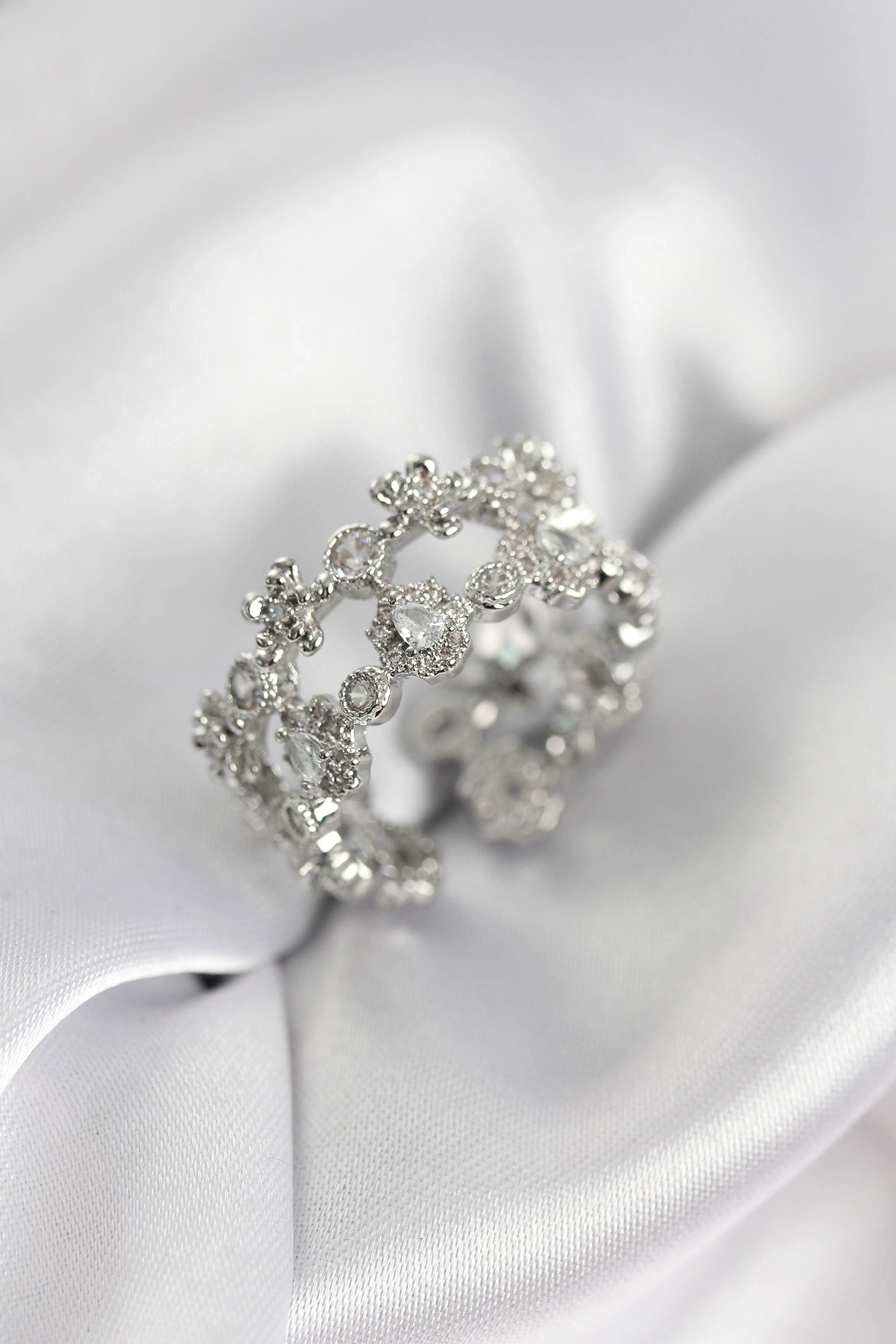 Zirkon Taşlı 2li Model Gümüş Renk Kadın Yüzük