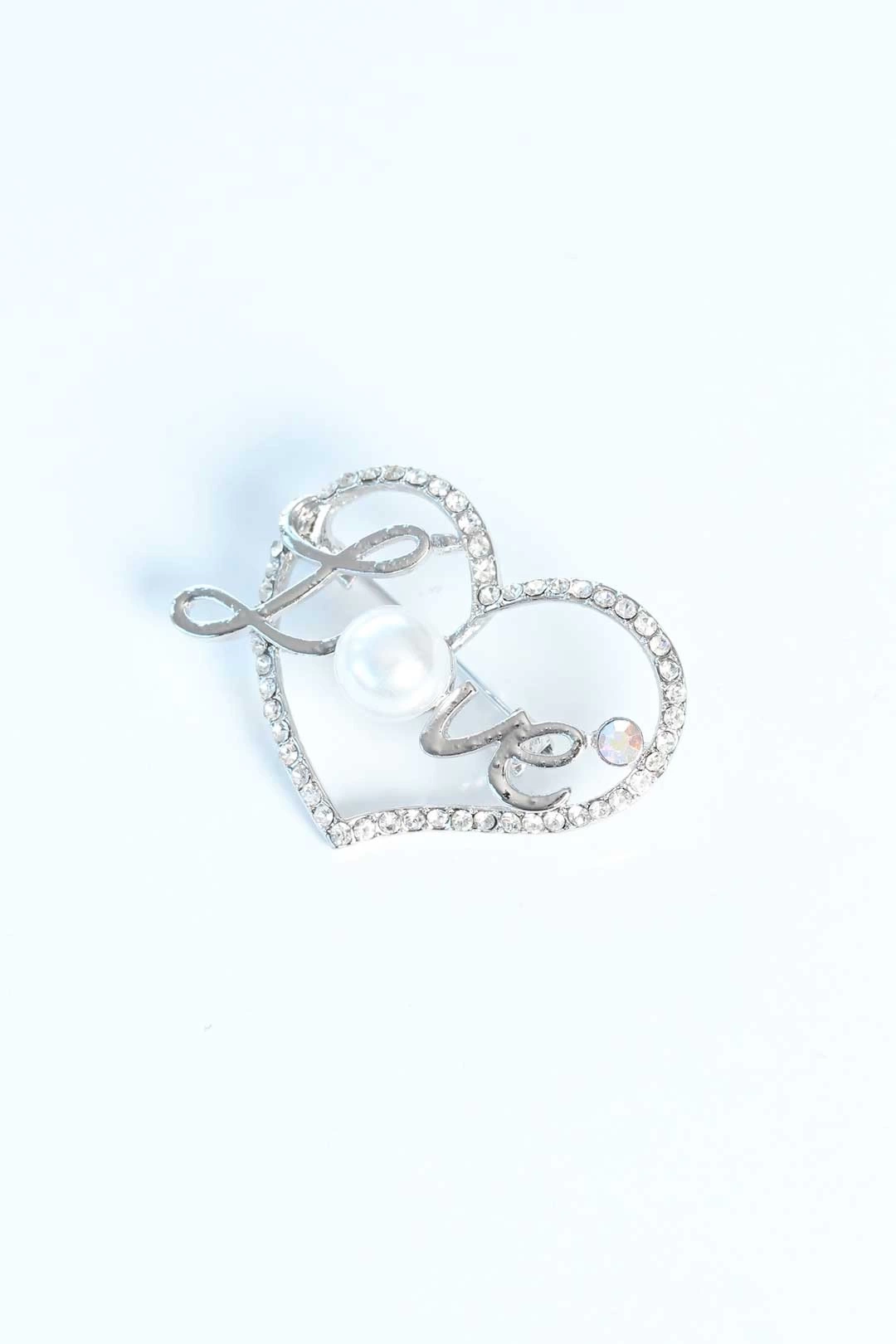 Zirkon Taşlı Metal Broş