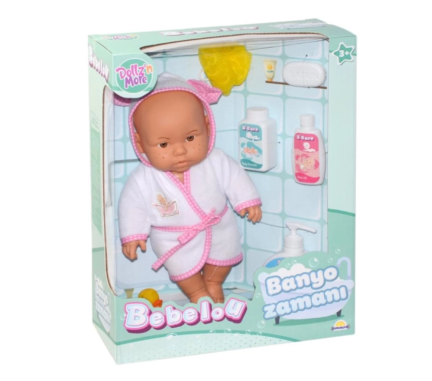 030031 Sunman, Bebelou Banyo Zamanı Bebek Seti, 35 cm / +3 yaş