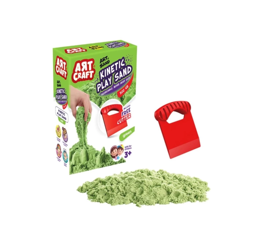03687 AKSESUARLI YEŞİL KİNETİK OYUN KUMU 500 GR
