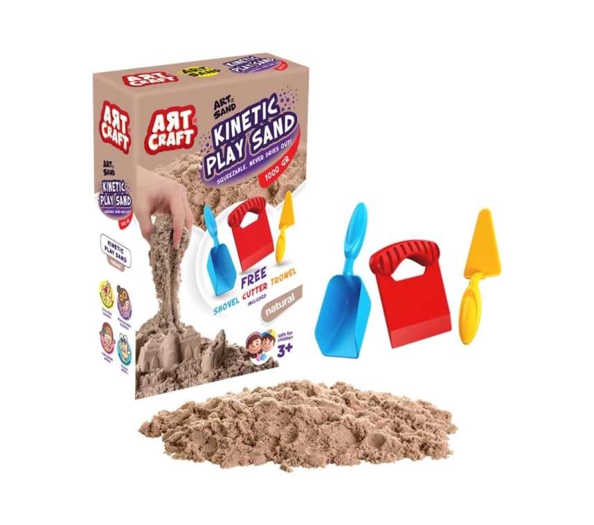 03690  Aksesuarlı Naturel Kinetik Oyun Kumu 1000 gr -Dede