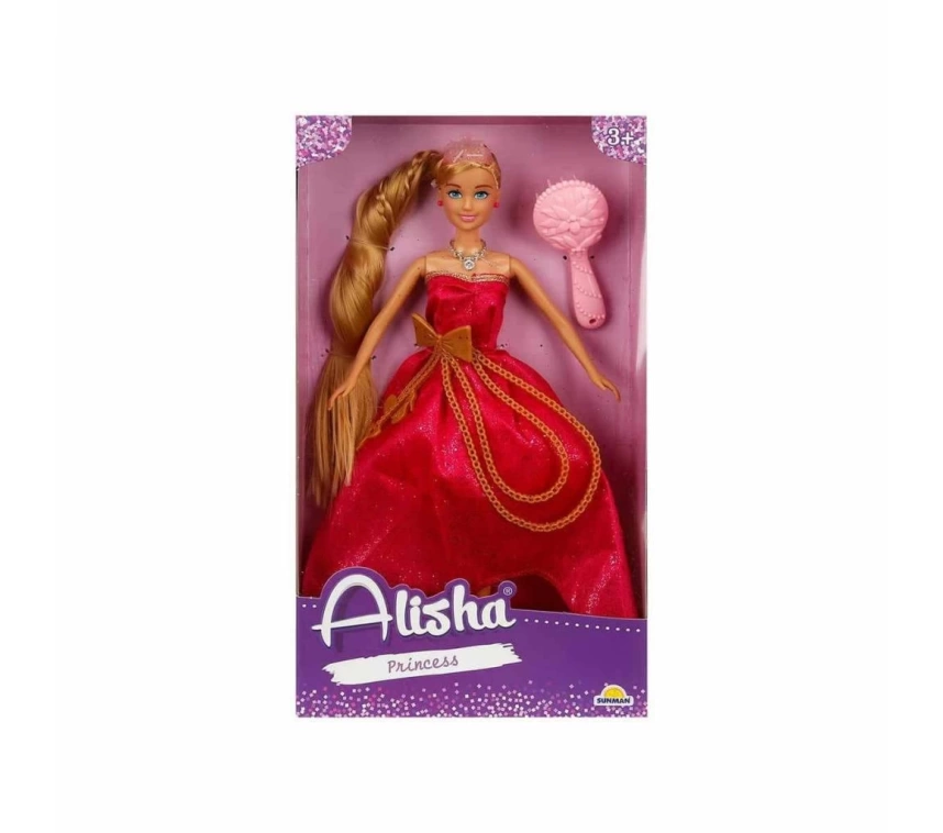 0835 SUN-RST-SIS-MNK Alisha Prenses Uzun Saçlı Aksesuarlı Bebek Set 29 cm 3renk -Sunman