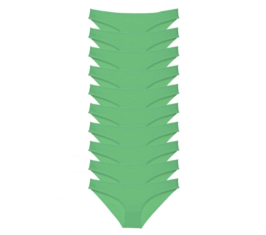 10 Adet Süper Eko Set Likralı Kadın Slip Külot Yeşil