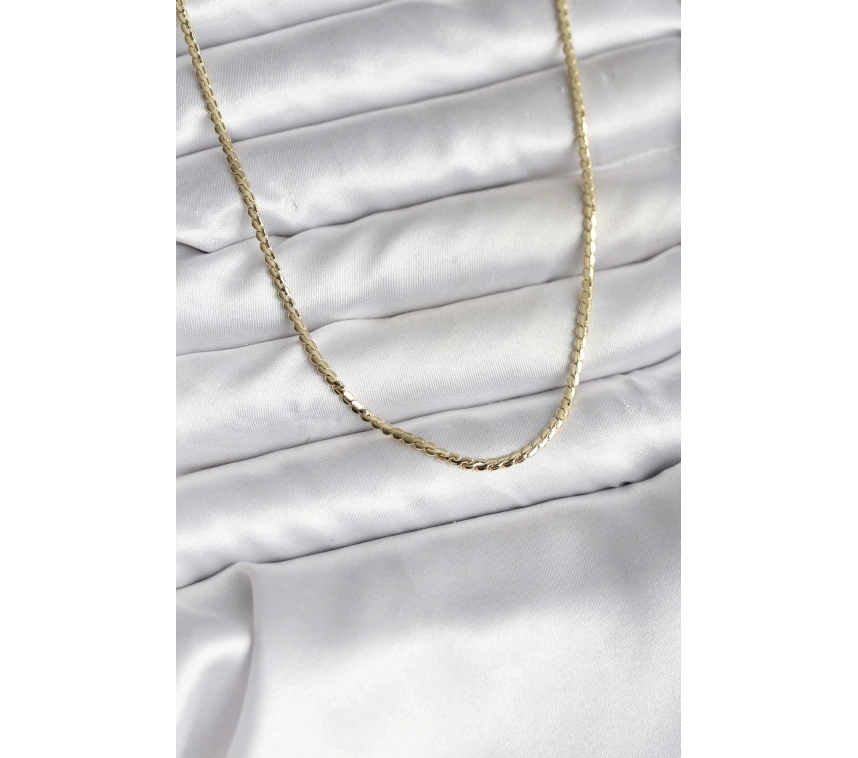 14K Gold Renk Kaplama Ezme Zincir Model CM Kadın Kolye