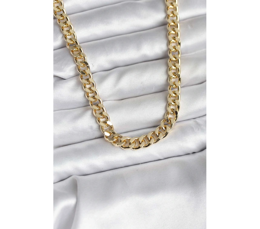 14K Gold Renk Kaplama Kalın Zincir Model CM Kadın Kolye