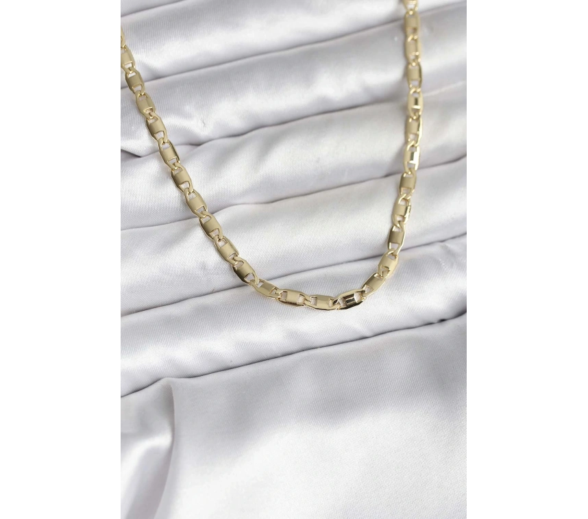 14K Gold Renk Kaplama Plaka Ezme Model Zincirli CM Kadın Kolye