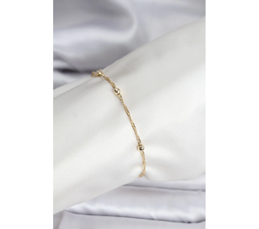 14K Gold Renk Kaplama Topçuklu Model CM Kadın Bileklik