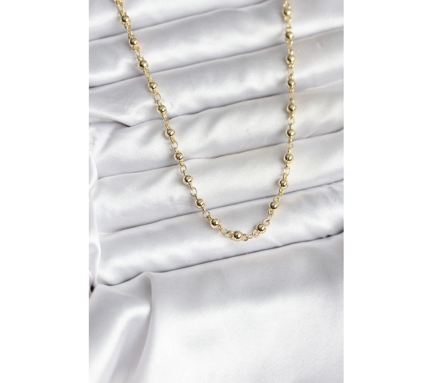 14K Gold Renk Kaplama Topçuklu Zincir Model CM Kadın Kolye