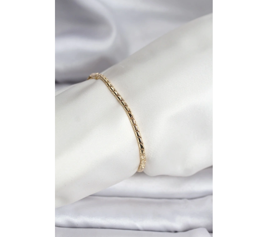 14K Gold Renk Kaplama Zincirli Model CM Kadın Bileklik