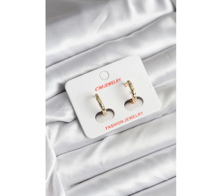 14K Gold Renk Kaplama Zirkon Taşlı Halka Model CM Kadın Küpe